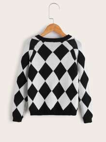 Boys Argyle Pattern Raglan Sleeve Sweater