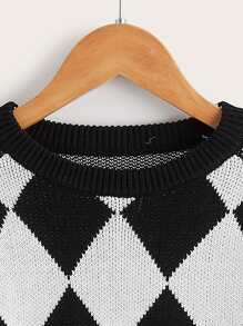 Boys Argyle Pattern Raglan Sleeve Sweater