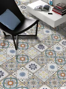 5/10pcs Pack Flower Tile Self-Adhesive Floor Stickers Waterproof Anti-Slip Moroccan Printed Tile Stickers Home Decoration Wall Stickers 7.87x7.87inch, Stickers, Wall Decal, Vinyl Decal For Home Decorations, Spring Decoration Items Refresh Your Home, Rama Decoration Stickers - Multicolor - View 1