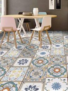 5/10pcs Pack Flower Tile Self-Adhesive Floor Stickers Waterproof Anti-Slip Moroccan Printed Tile Stickers Home Decoration Wall Stickers 7.87x7.87inch, Stickers, Wall Decal, Vinyl Decal For Home Decorations, Spring Decoration Items Refresh Your Home, Rama Decoration Stickers - Multicolor - View 7