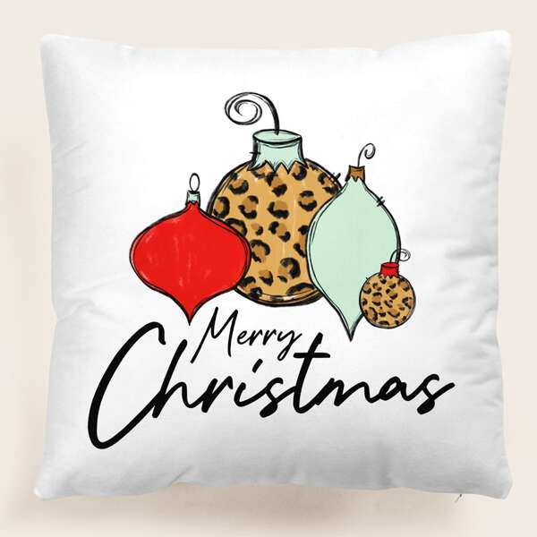 

Christmas Lantern Print Cushion Cover Without Filler, Multicolor