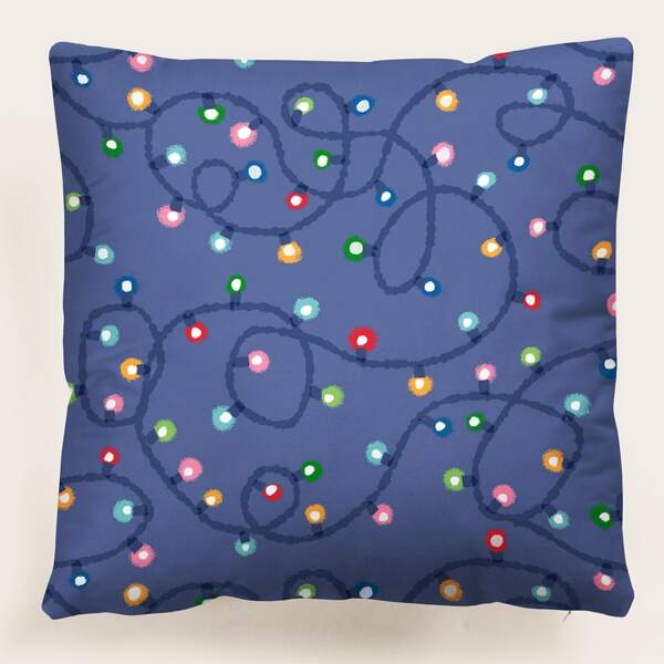 

Christmas Lantern String Print Cushion Cover Without Filler, Multicolor