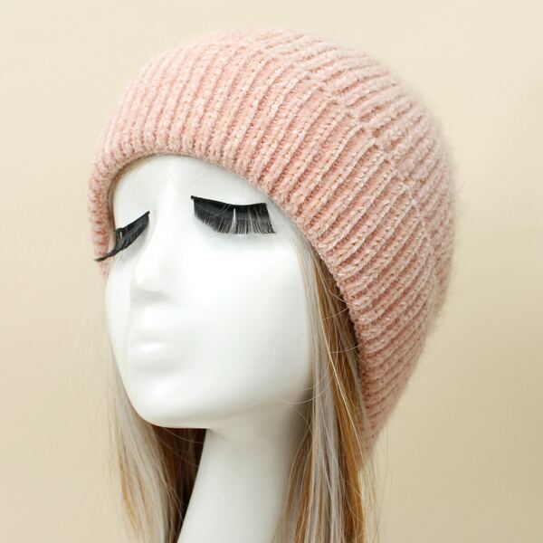 

Solid Knitted Hat, Pink