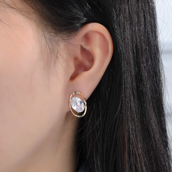 

14K Gold Plated Zircon Decor Earrings