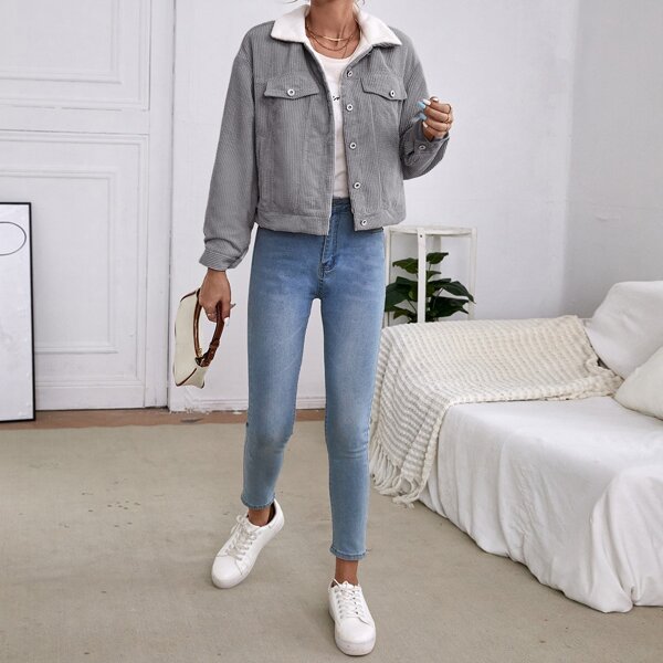 

Flap Detail Thermal Lined Jacket, Grey