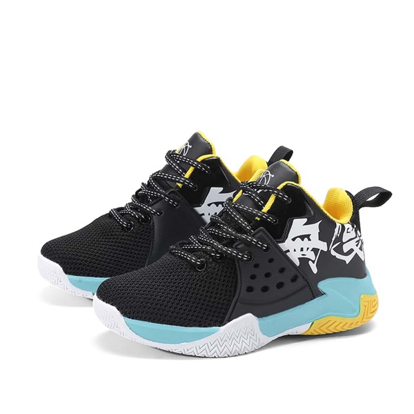 

Boys Chinese Letter Graphic Lace-up Front Sneakers, Black