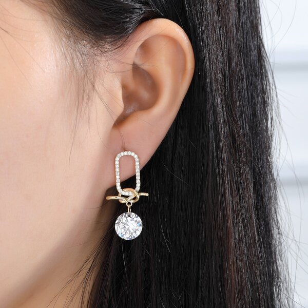

14K Gold Plated Rhinestone Decor Earrings