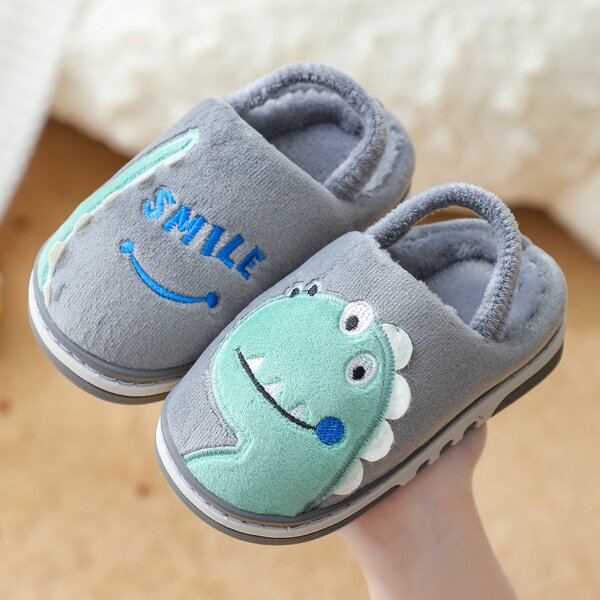 

Boys Cartoon Dinosaur Graphic Slingback Slippers, Grey
