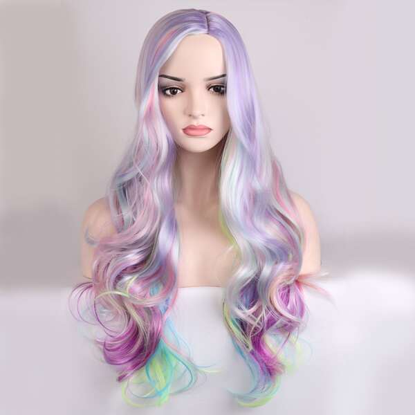 

Ombre Long Curly Synthetic Wig, Multicolor