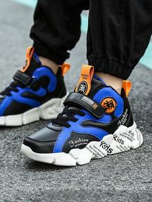 Boys Letter Graphic Hook-and-loop Fastener Strap Sneakers - Black - View 3