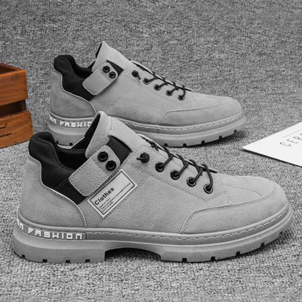 

Men Letter Graphic Lace Up Front Sneakers, Grey
