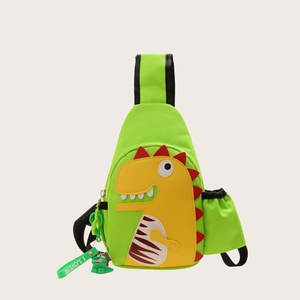 

Boys Cartoon Dinosaur Design Sling Bag, Green