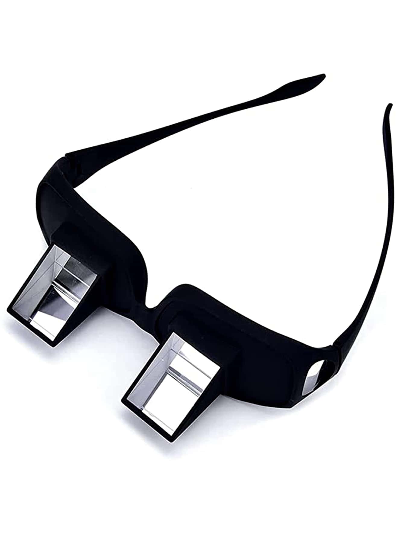 1pc 90 Degree Refraction Flat Slouchy Glasses, Can Be Used For Gaming, Movie Watching, Relaxation, Unique Glasses For Reading, Knitting, Viewing Without Lowering Head (Comes With Glasses Case And Cleaning Cloth) (Note: Optical Glass Product Is Relatively Heavy) - Black - View 1