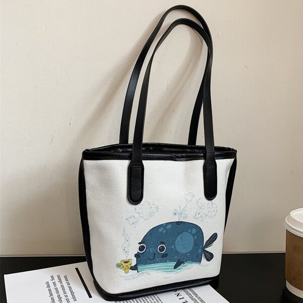 

Girls Cartoon Fish Graphic Shoulder Bag, Multicolor
