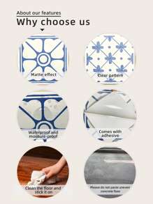 5 cái Ngói Mẫu Sàn Nhãn Dán - Nhiều màu - Xem 4