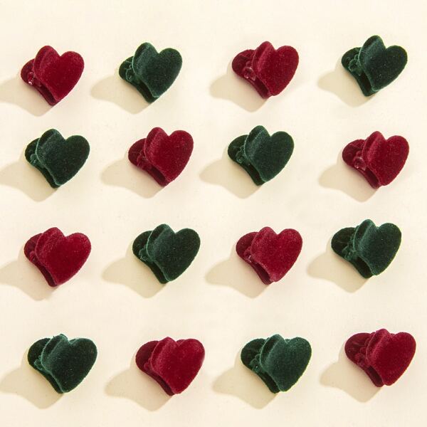 

16pcs Heart Decor Hair Claw, Multicolor