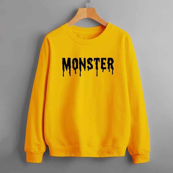 

Letter Graphic Drop Shoulder Sweatshirt, Yellow