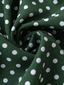 Plus Polka Dot Button Up Shirt Dress - Green - View 3