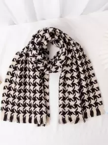 Kids Tassel Decor Houndstooth Pattern Scarf - Multicolor - View 1