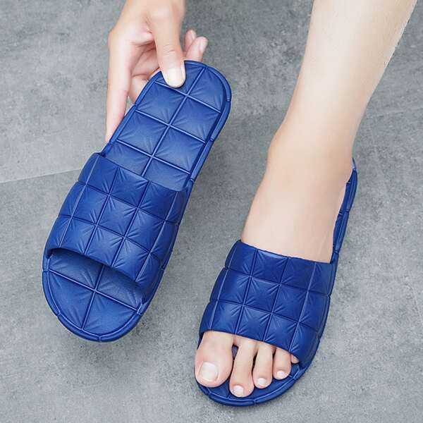 

Men Minimalist Textured Slides, Blue