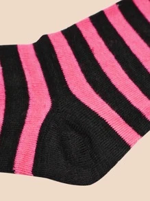 條紋印花手套和過膝襪 - 彩色 - 查看 3