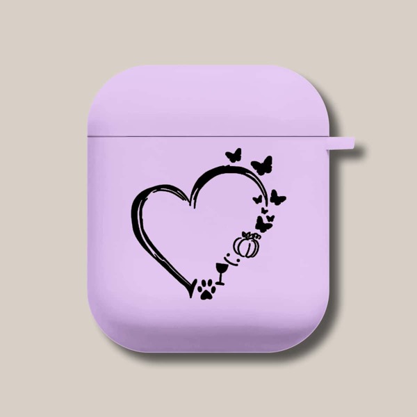 

Чехол для Airpods с узором сердечка, Пурпурный
