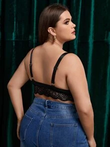 Áo ngực ren hoa quá khổ và áo ngực hình vỏ sò - màu đen - Xem 2