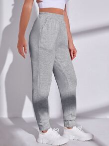 Yoga Basic Solid Slant Pocket Sports Trousers - Grey - View 3