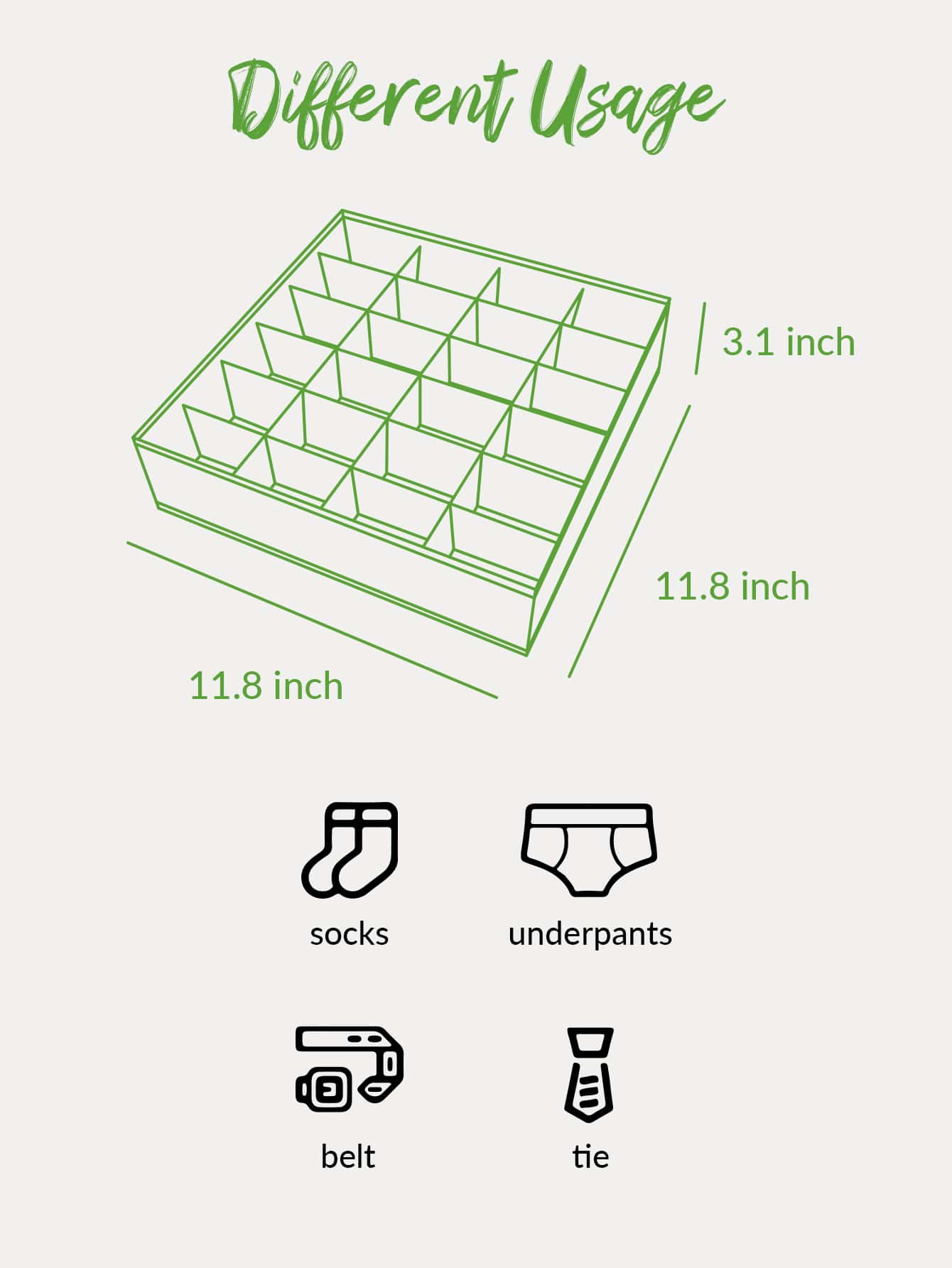 SHEIN BASIC LIVING Exclusive Recycled Foldable Socks Underwear Drawer Organizer 24cells - Grey - View 5