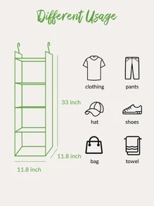 SHEIN Basic living BASIC LIVING Exclusivo organizador de clóset colgante reciclado con 4 estantes - Gris - Ver 5