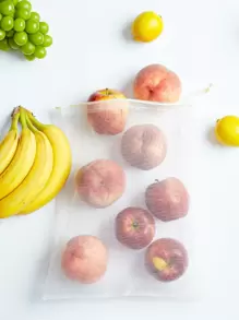 SHEIN BASIC LIVING Túi lưới trái cây tạp hóa Tái chế có thể tái sử dụng 2 chiếc - trắng - Xem 1