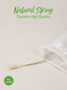 SHEIN BASIC LIVING Túi lưới trái cây tạp hóa Tái chế có thể tái sử dụng 2 chiếc - trắng - Xem 5