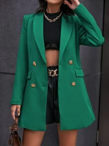 SHEIN BIZwear 雙排釦青果領西裝外套