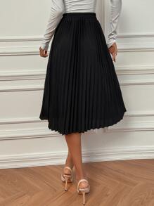 Modelyn High Waist Pleated Skirt - Black - View 2