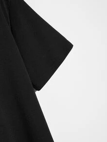 ROMWE MEN Camiseta de hombres con estampado de letra - Negro - Ver 3