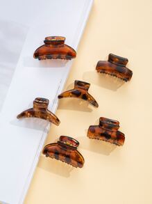 6pcs Coffee Color Plastic Small Hair Claw For Daily Use, Women - Multicolor - View 1