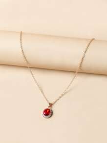 Rhinestone Decor Necklace - Yellow Gold - View 2