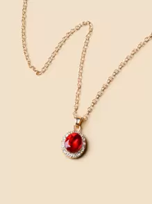 Rhinestone Decor Necklace - Yellow Gold - View 3