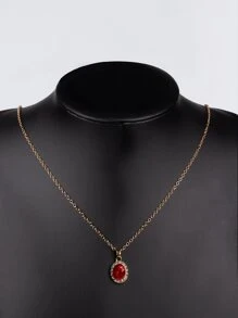 Rhinestone Decor Necklace - Yellow Gold - View 4