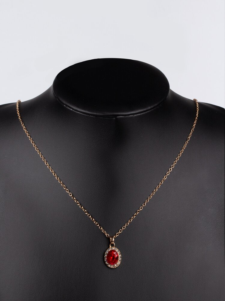 Rhinestone dekor halsband - Gult guld - Visa 4