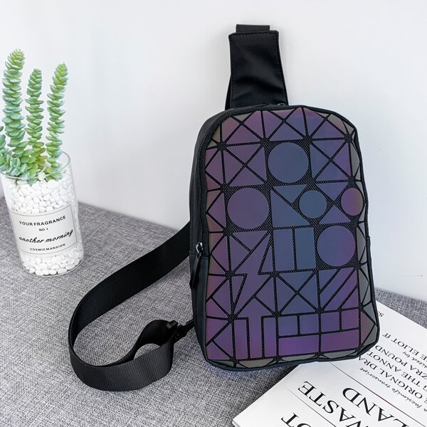 

Men Geometric Pattern Fanny Pack, Multicolor
