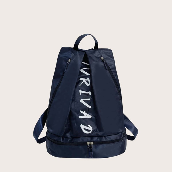 

Letter Graphic Large Capacity Backpack, Navy blue