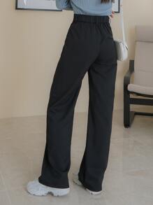 DAZY Solid Straight Leg Trousers - Black - View 4