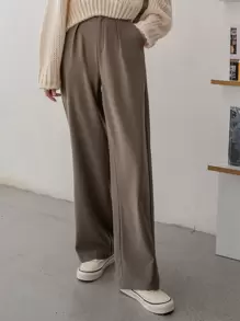 DAZY Solid Plicated Detail Suit Trousers - Khaki - View 3