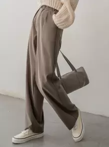 DAZY Solid Plicated Detail Suit Trousers - Khaki - View 6