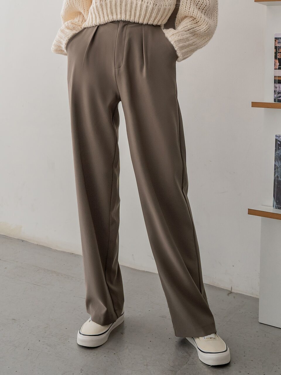 Women's Solid Color Pleated Pocket Straight Loose Fit Business Casual Pants,Women Dress Pants,Back To School Clothes