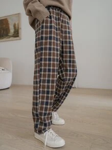 DAZY Plaid Slant Pocket Trousers - Multicolor - View 1