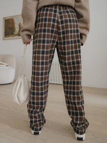 DAZY Plaid Slant Pocket Trousers - Multicolor - View 2