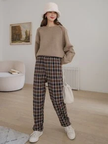 DAZY Plaid Slant Pocket Trousers - Multicolor - View 4