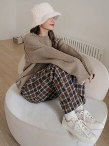 DAZY Plaid Slant Pocket Trousers - Multicolor - View 5